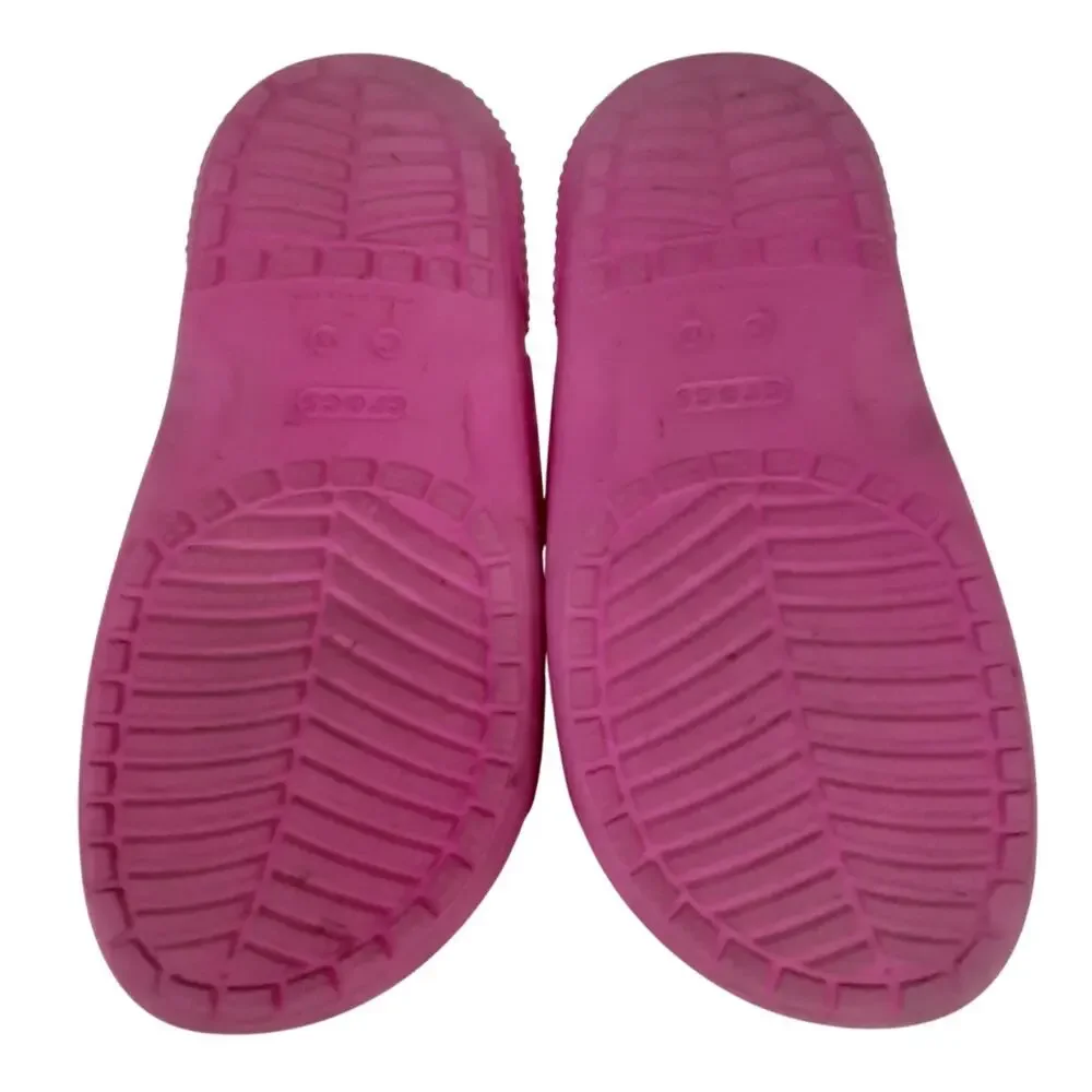 Crocs Classic Slide Sandals Hot Pink Girls 13 Water Shoes Bucees Jibbitz Charms
